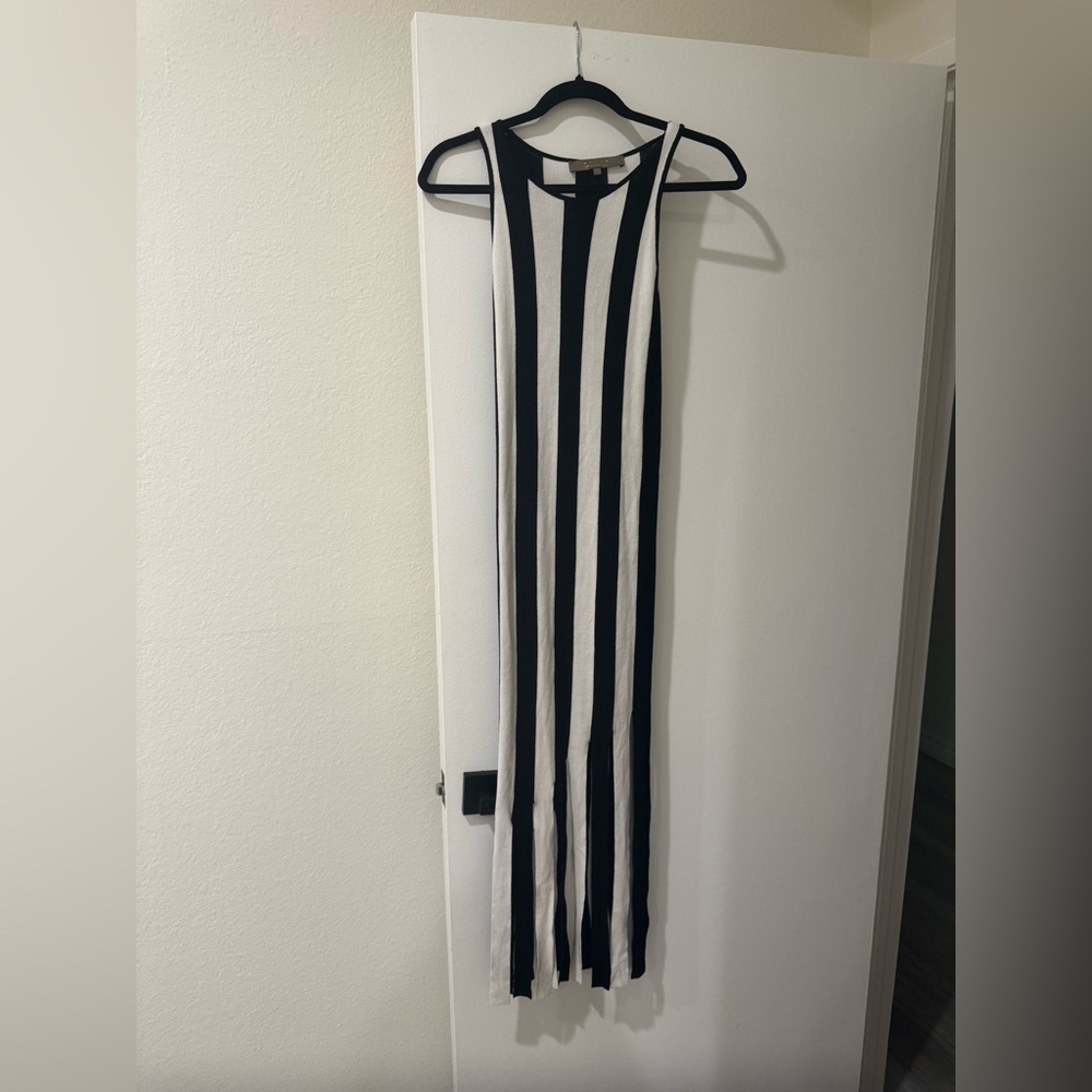 Space by Simona Corsellini Black and White Striped Maxi Dress